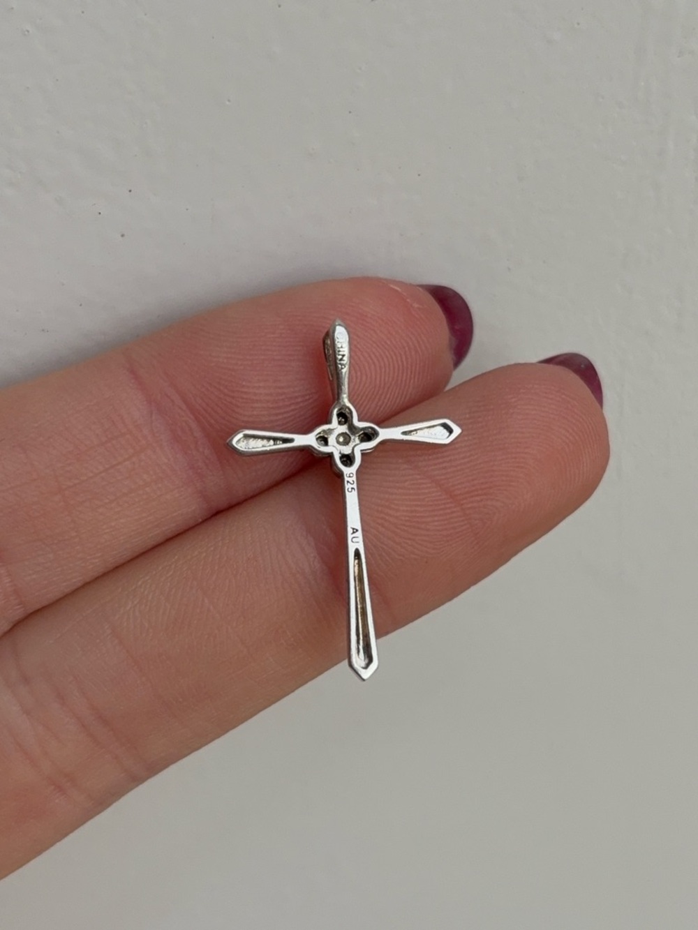 Sterling Silver Diamond Accent Cross Pendant - Picture 3 of 7